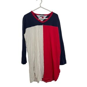 Tommy Hilfiger FLAWED Y2K Colorblock Logo Long Sleep Night Dress Women’s Medium